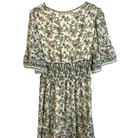 NWT Max Studio M Floral Maxi Dress Short Bell Sleeves Smock Tiered 8195 A-line - Picture 10 of 12